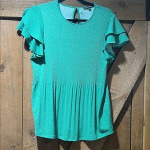 Adrianna Papell green Ruffle Sleeve Blouse